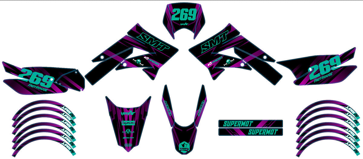 Kit déco 50cc Gilera SMT 2011-2017 Purple Rain | autocollants moto | personnalisation 50cc | armysctv