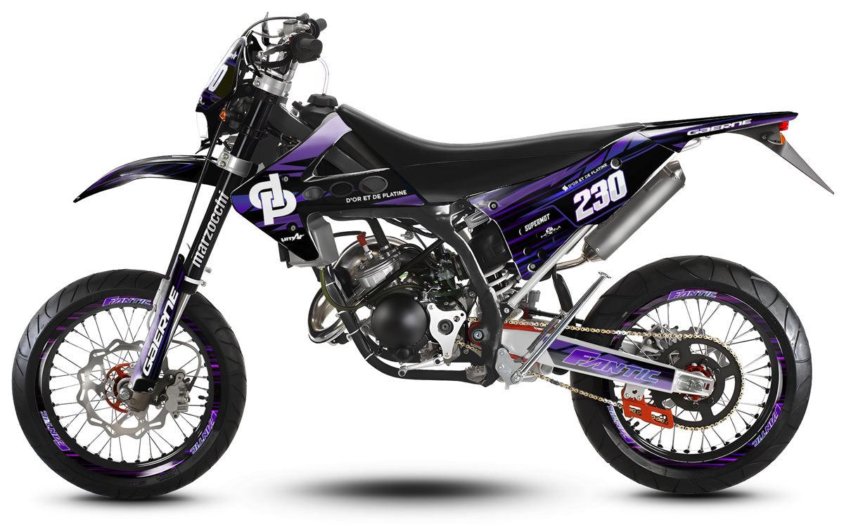 Kit déco 50cc Fantic Caballero 2013-2016 D'or et de platine | autocollants moto | personnalisation 50cc | armysctv