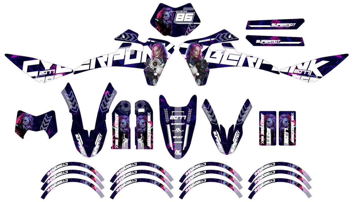 Graphics kit Fantic 50cc 2017-2022 Cyberpunk | motorcycle stickers | 50cc customization | armysctv