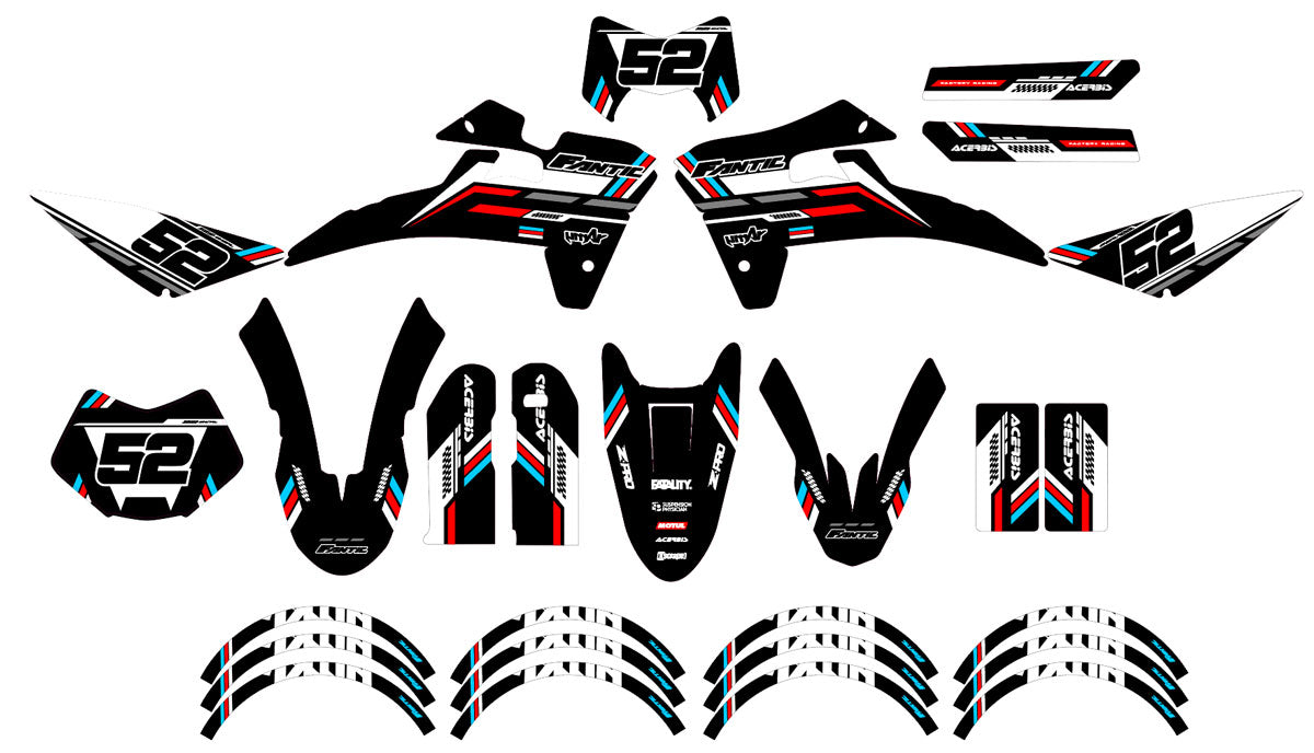Dekor kit Fantic XE 50cc Enduro 2017-2022 Schwarze Katze | Motorradaufkleber | Personalisierung 50cc | armysctv