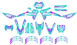 Kit déco Fantic XE 50cc Enduro 2017-2022 MX Sky | autocollants moto | personnalisation 50cc | armysctv