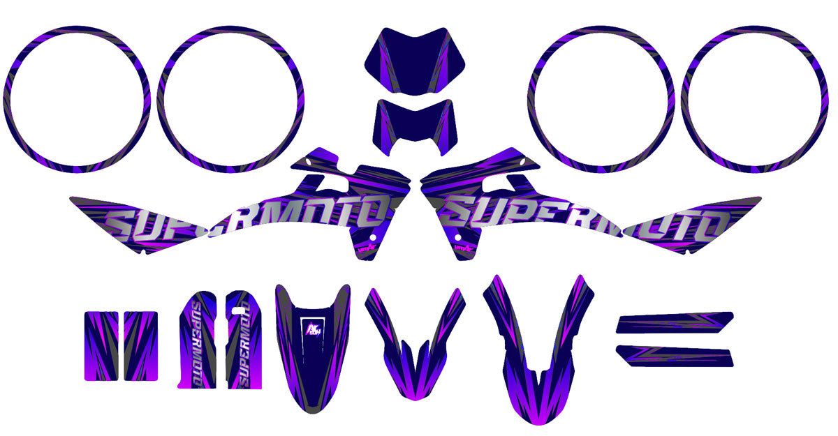 Kit déco Fantic 50cc 2017-2022 Purpink | autocollants moto | personnalisation 50cc | armysctv