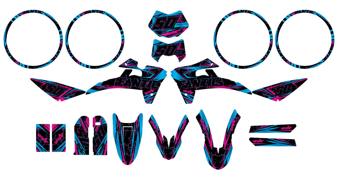 Kit déco Fantic 50cc 2017-2022 Schredder | autocollants moto | personnalisation 50cc | armysctv