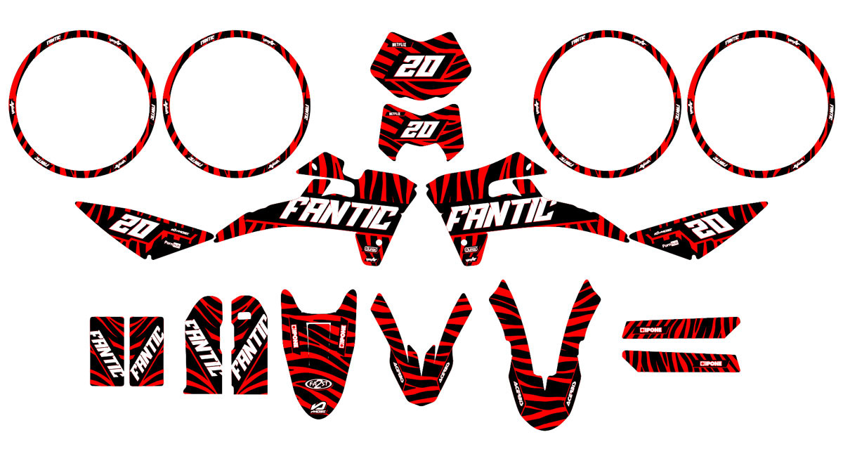 Kit déco Fantic 50cc 2017-2022 Zebra | autocollants moto | personnalisation 50cc | armysctv