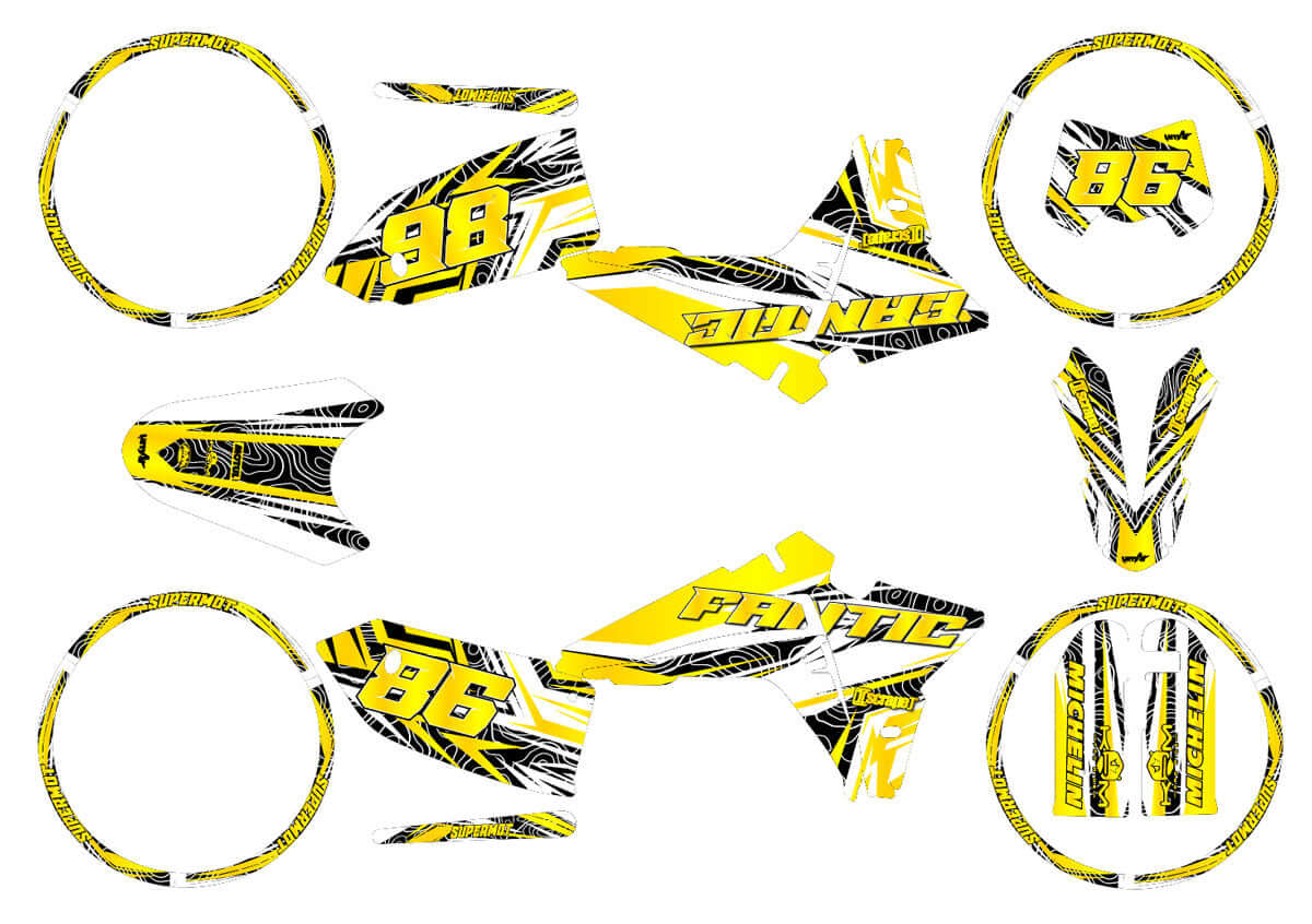Kit déco Fantic 50cc 2023-2025 Dorado | autocollants moto | personnalisation 50cc | armysctv