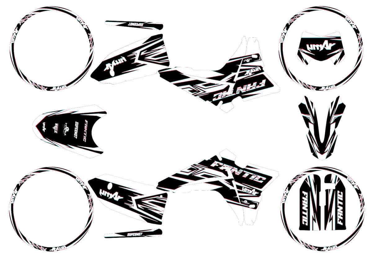 Kit déco Fantic 50cc 2023-2025 Glitch | autocollants moto | personnalisation 50cc | armysctv
