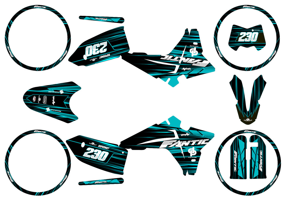Kit déco Fantic 50cc 2023-2025 D'or et de platine | autocollants moto | personnalisation 50cc | armysctv