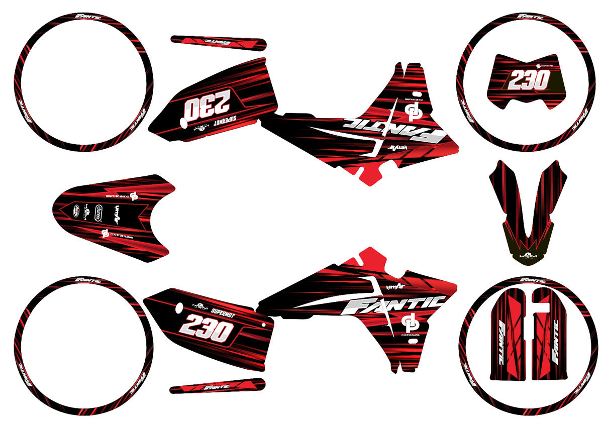 Kit déco Fantic 50cc 2023-2025 D'or et de platine | autocollants moto | personnalisation 50cc | armysctv