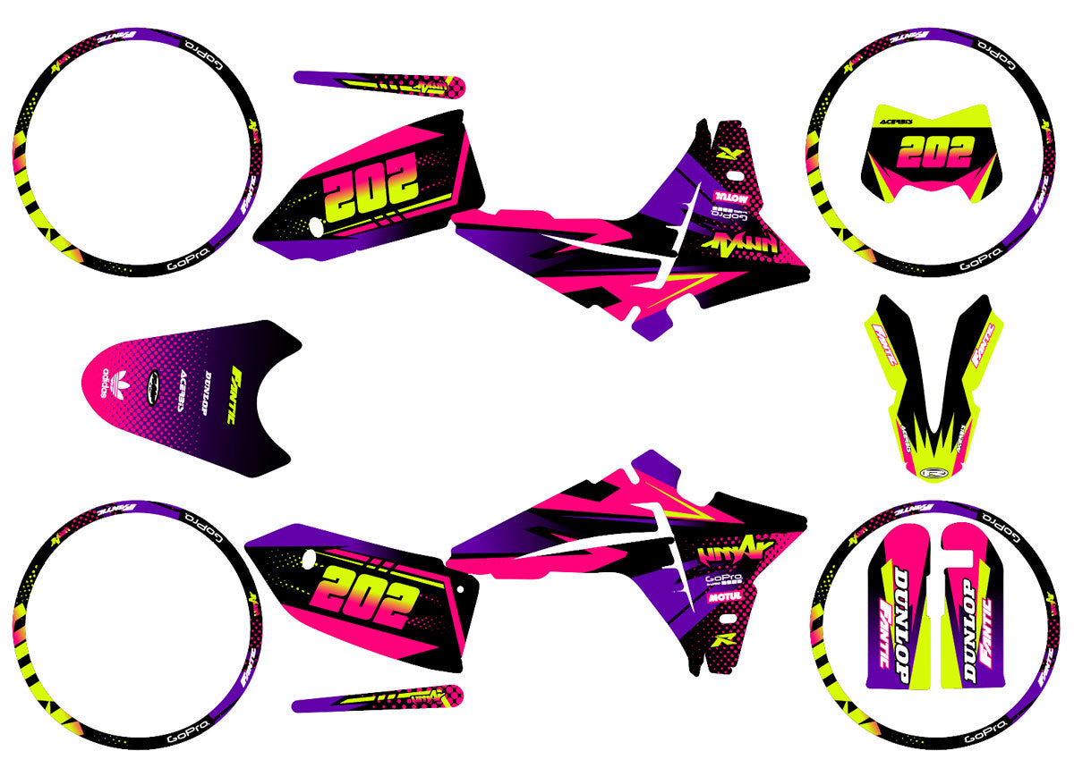 Kit déco Fantic 50cc 2023-2025 Neon | autocollants moto | personnalisation 50cc | armysctv
