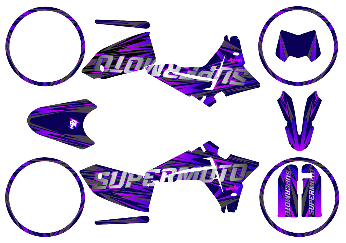 Kit déco Fantic 50cc 2023-2025 Purpink | autocollants moto | personnalisation 50cc | armysctv