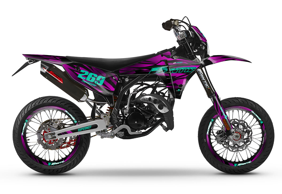 Kit déco Fantic 50cc 2023-2025 Purple Rain | autocollants moto | personnalisation 50cc | armysctv