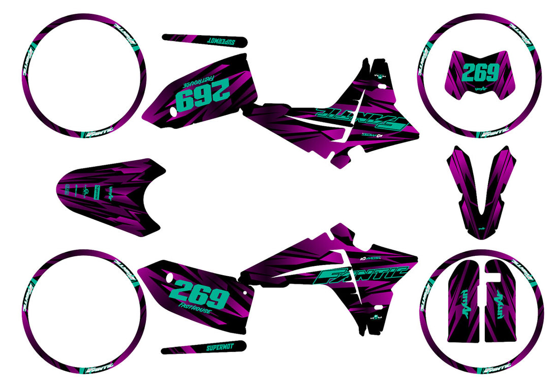 Kit déco 50cc Fantic XM Motard 2023-2025 Purple Rain