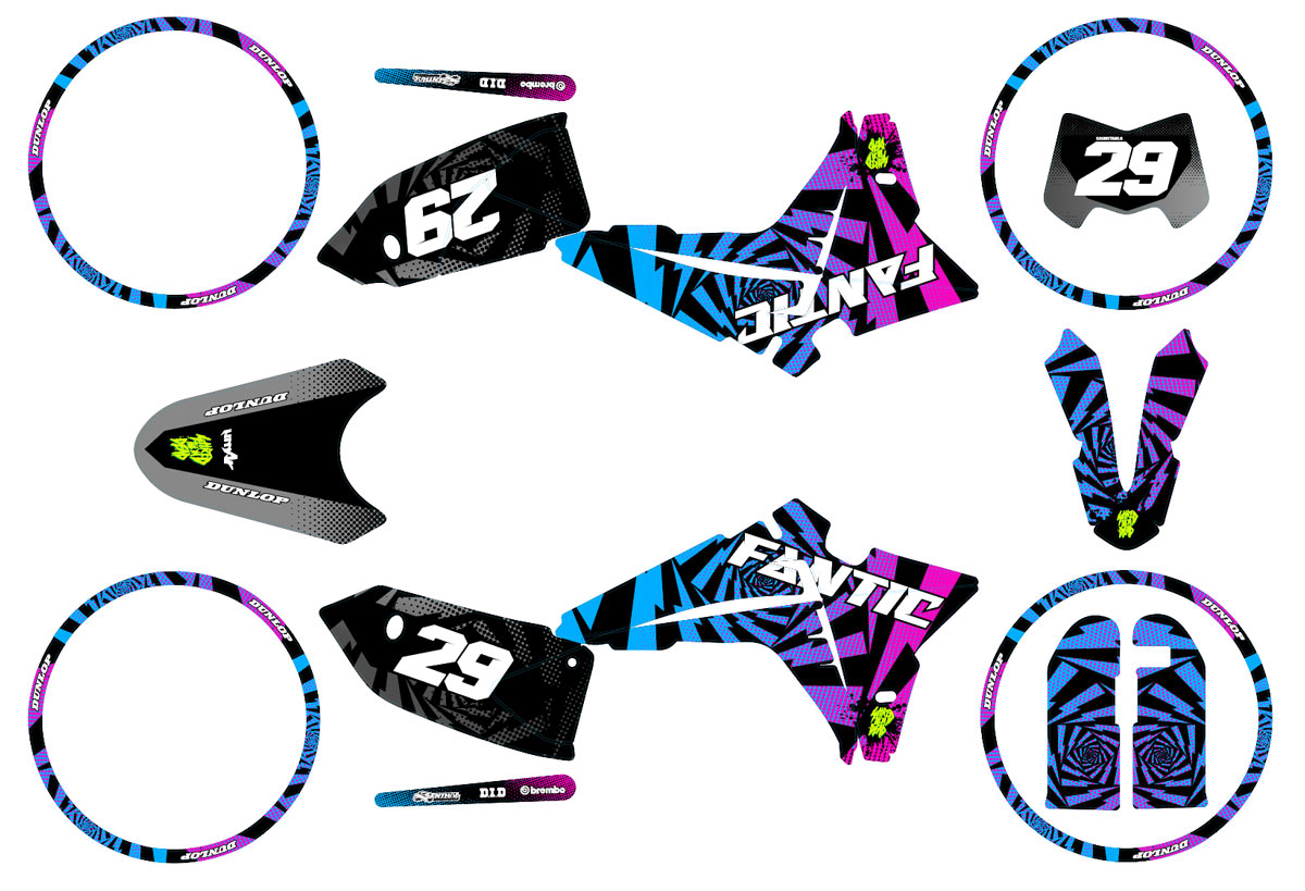 Kit déco Fantic 50cc 2023-2025 Swirl | autocollants moto | personnalisation 50cc | armysctv