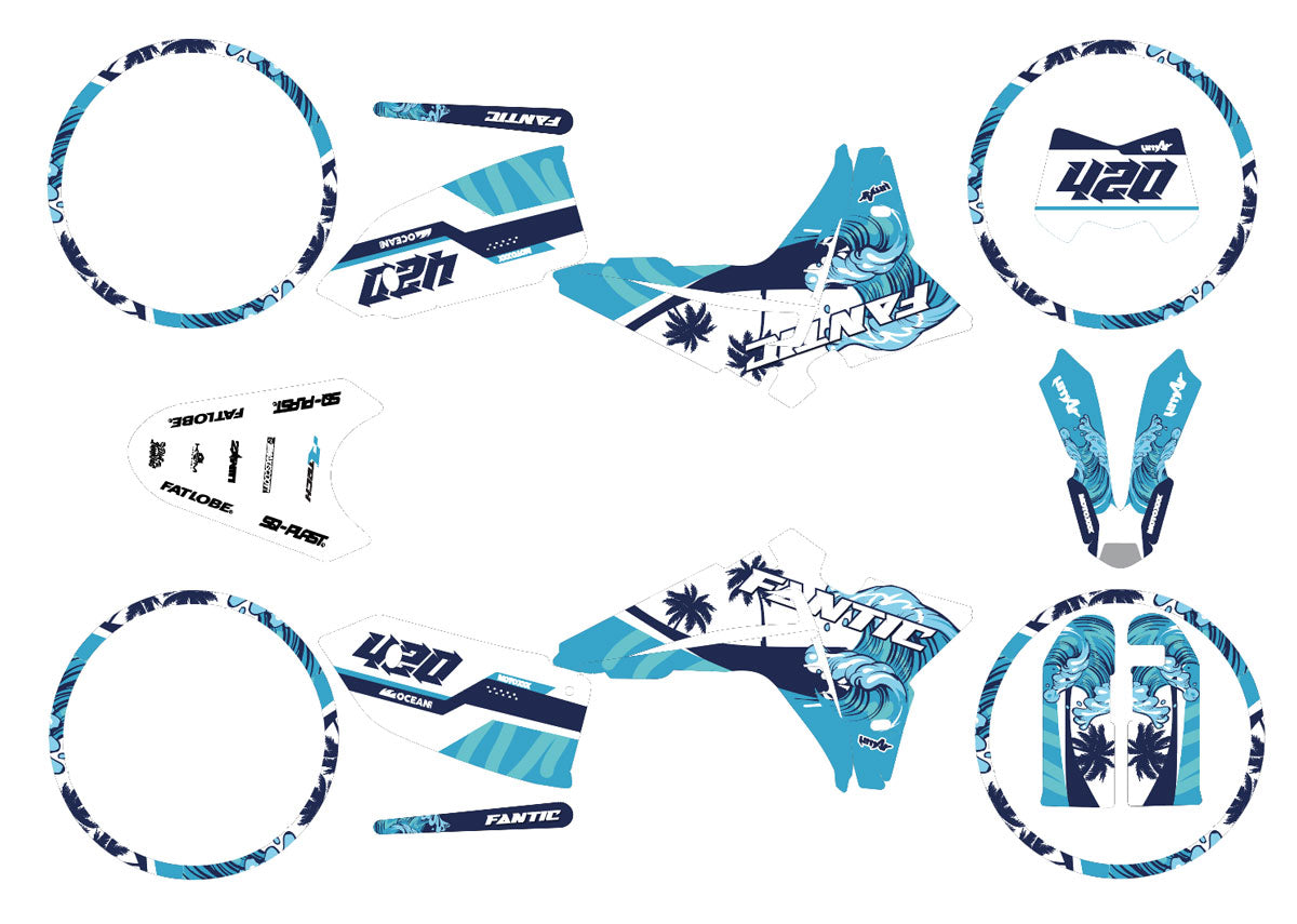 Kit déco Fantic 50cc 2023-2025 Oceans | autocollants moto | personnalisation 50cc | armysctv