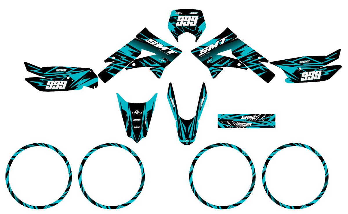 Dekor kit 50cc Gilera SMT 2011-2017 Achter - modernes Grafikdesign und Aufkleber zur Motorradgestaltung.