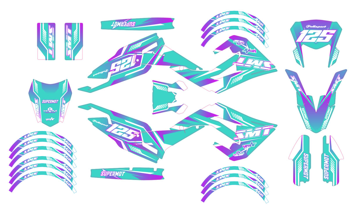 Kit déco 50cc Gilera SMT 2018-2025 MX Sky | autocollants moto | personnalisation 50cc | armysctv