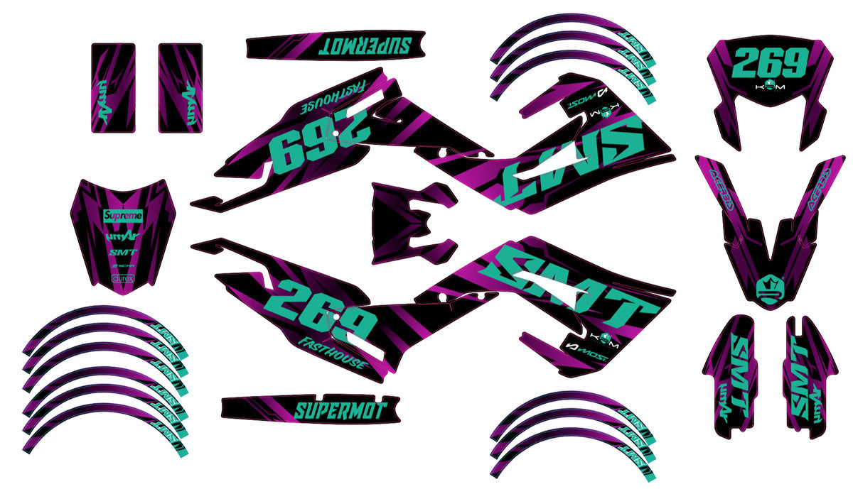 Deko-sett 50cc Gilera SMT 2018-2025 Purple Rain | motorsykkelklistremerker | tilpasning 50cc | armysctv