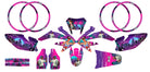 Graphics kit HM CRM 50 Derapage GTA Style on a colored background with stickers and graphic parts for 50cc motorcycle.