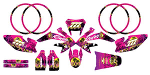 Kit déco HM CRM 50 Derapage Miami Evo, autocollants 50cc, stickers moto en design rétro-futuriste.