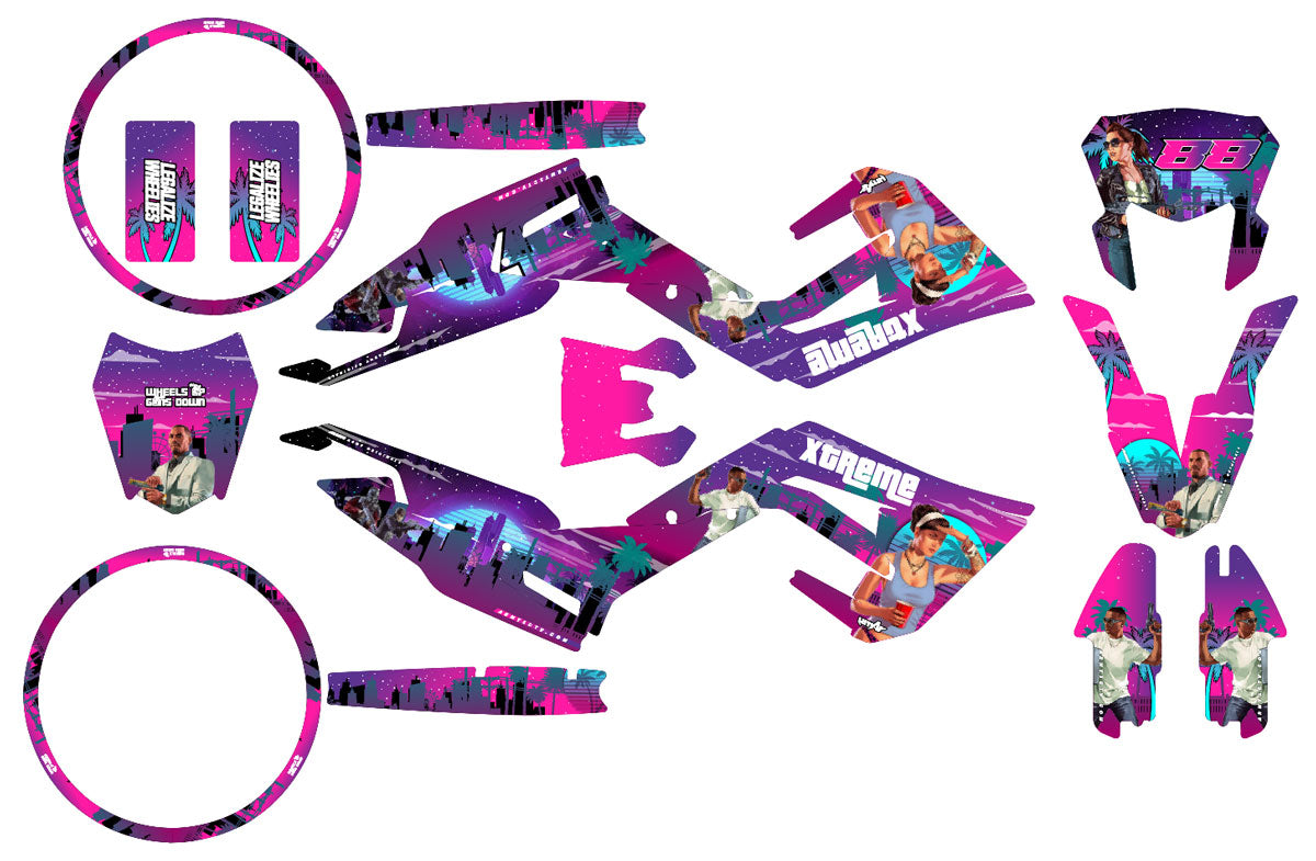 Kit déco 50cc Derbi Senda xtreme 2018-2025 Vice City