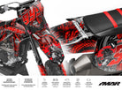 Dekor-kit Motocross Roter Drache – Kompatibel mit allen Modellen, erstklassiges Design für Motocross mit rotem und schwarzem Muster.
