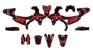Kit Déco Motocross Red Dragon – Compatible Tous Modèles, Design Premium, stickers moto en rouge et noir.