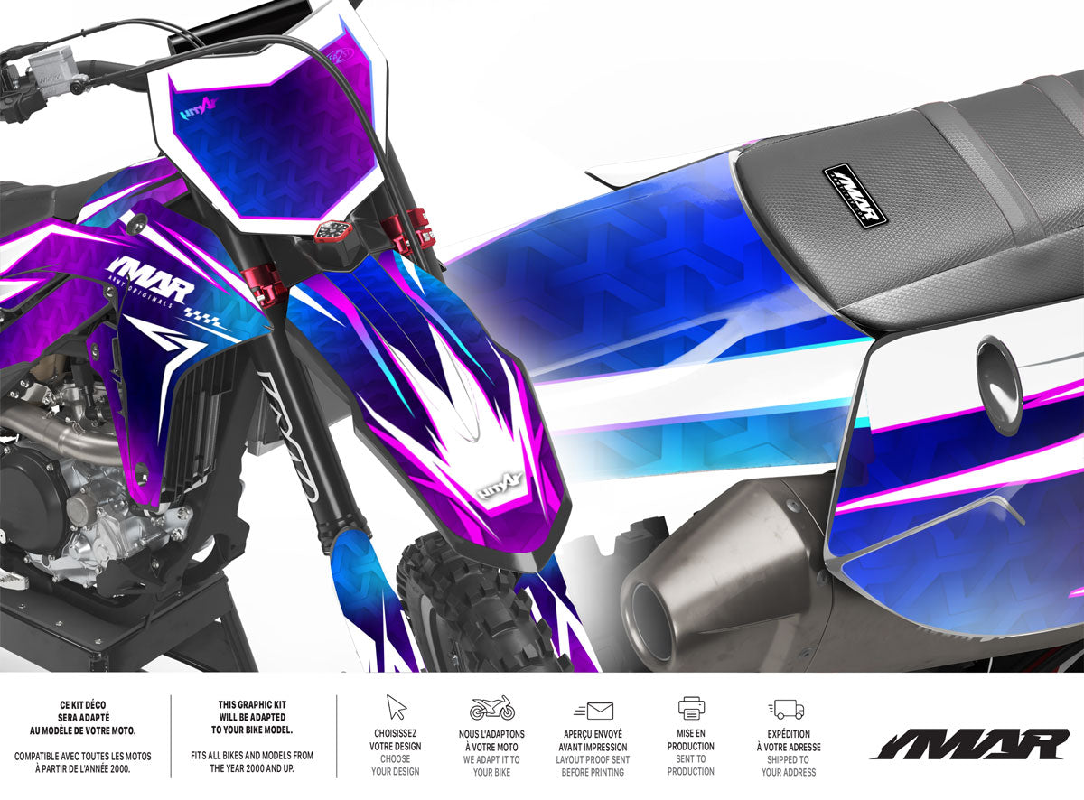 Kit Déco Motocross R-Force – Compatible Tous Modèles, Style Racing avec design coloré et finitions premium.