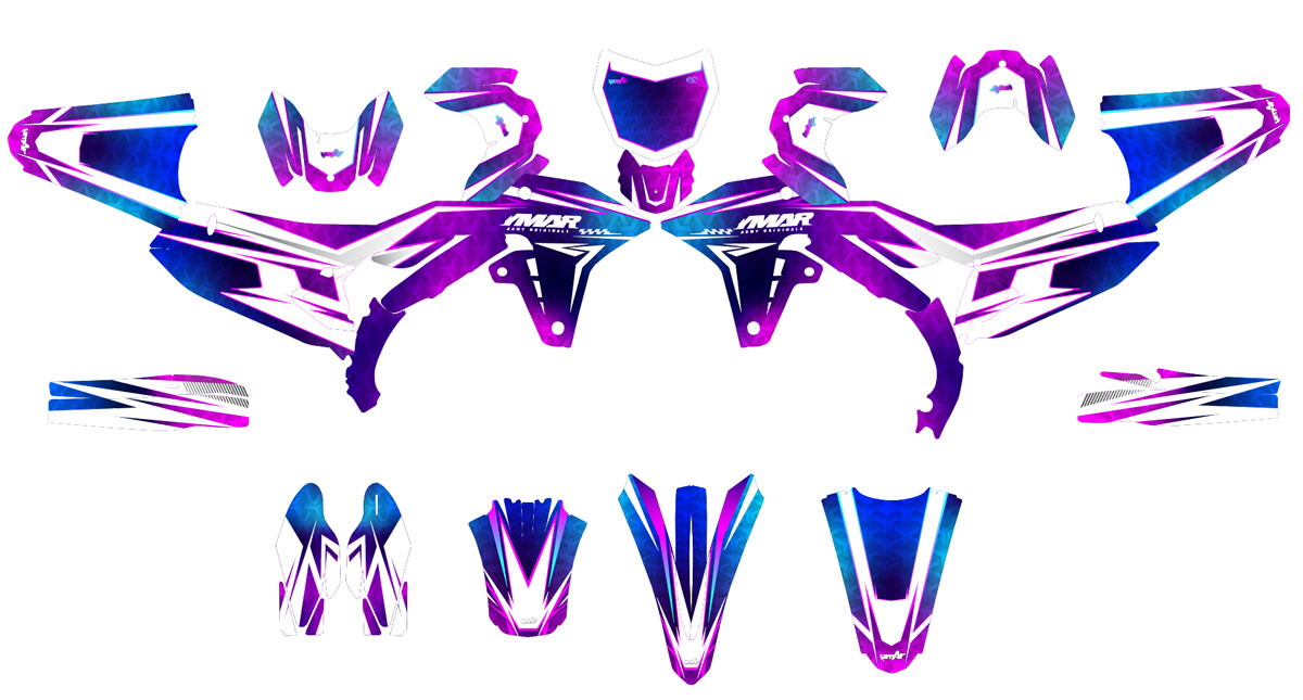 Kit Déco Motocross R-Force – Compatible Tous Modèles, Style Racing avec design graphique audacieux.