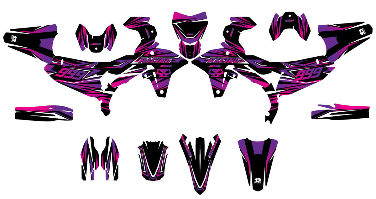 Kit Déco Motocross Spirit – Design Épuré & Stylé, Compatible Tous Modèles pour motocross avec motif noir et rose.