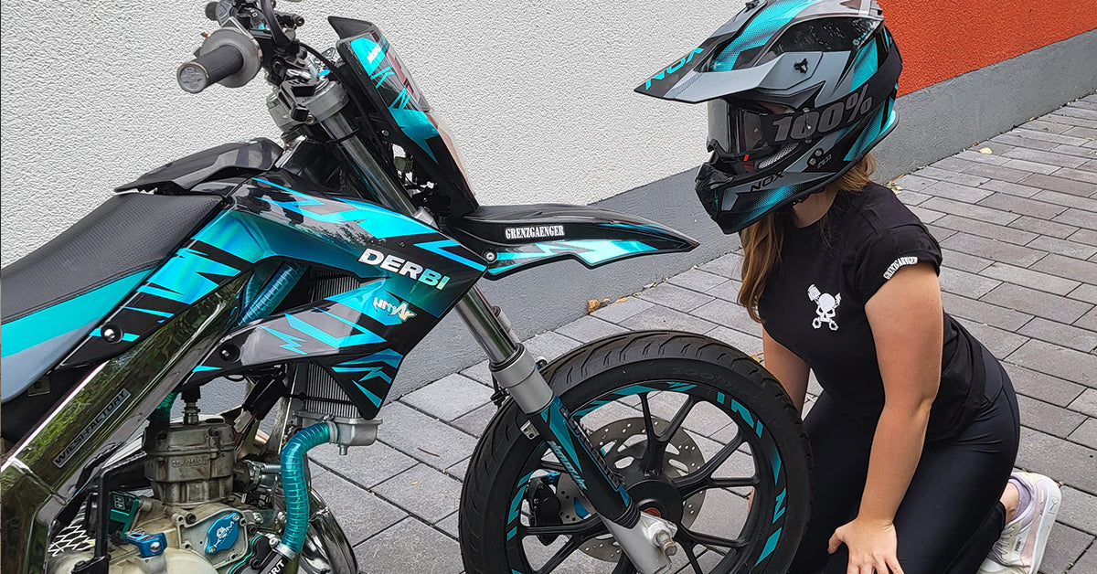 kit déco derbi senda holographique bleu et noir