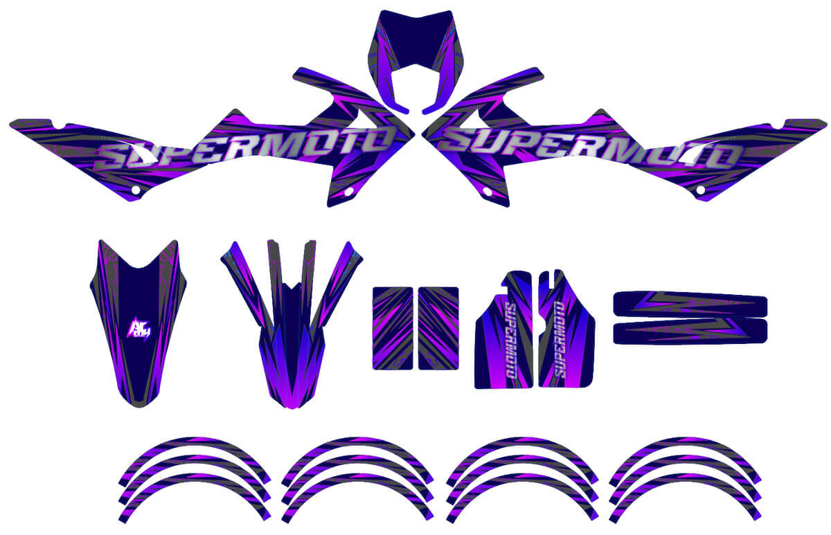 Kit déco Rieju MRT 50cc 2022-2025 Purpink | autocollants moto | personnalisation 50cc | armysctv