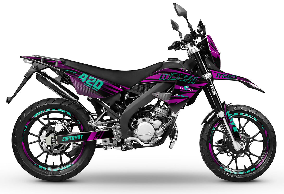 Kit déco 50cc Masai X-Ray 2019-2025 Purple Rain | autocollants moto | personnalisation 50cc | armysctv