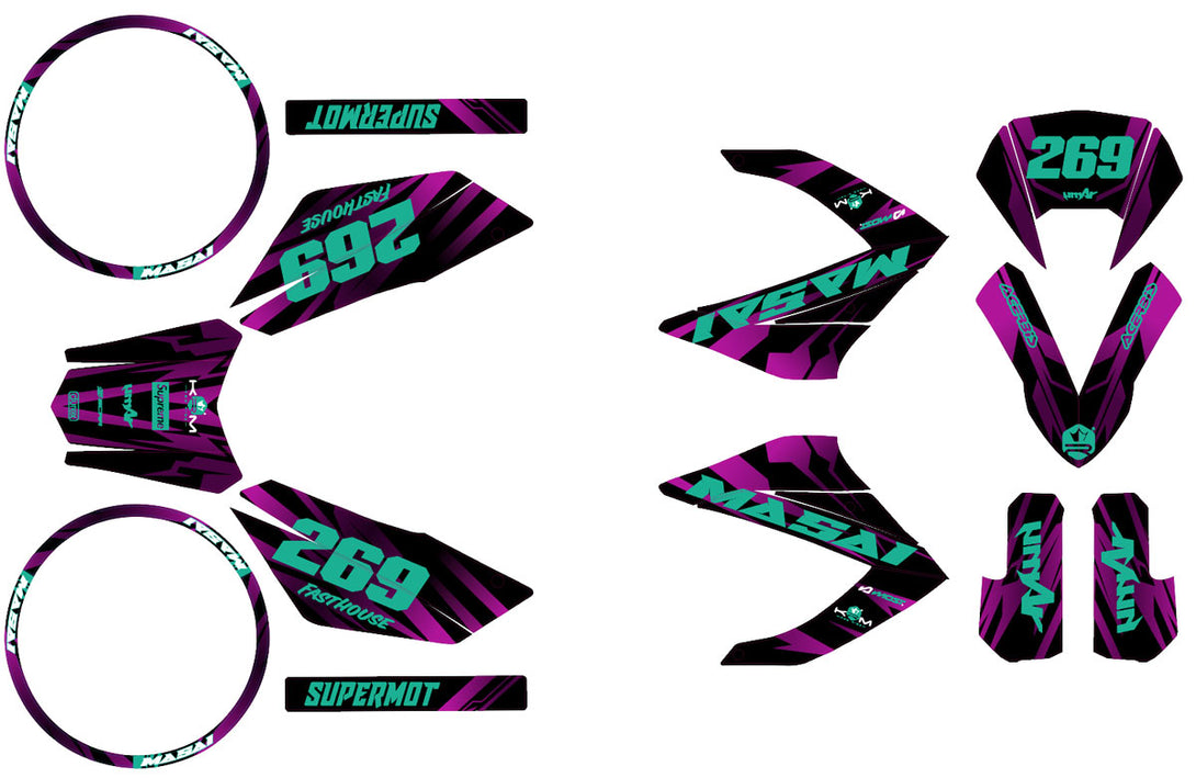 Kit déco 50cc Masai Razer 50 SM 2012-2025 Purple Rain