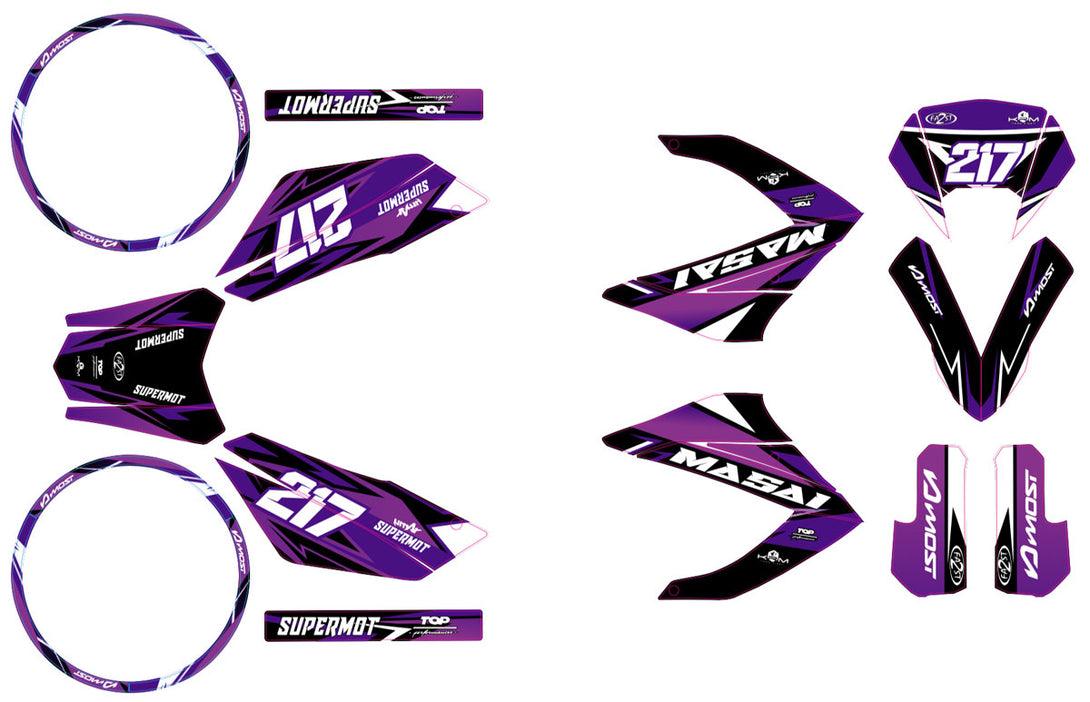 Kit déco 50cc Masai Razer 50 SM 2012-2025 Purple Style