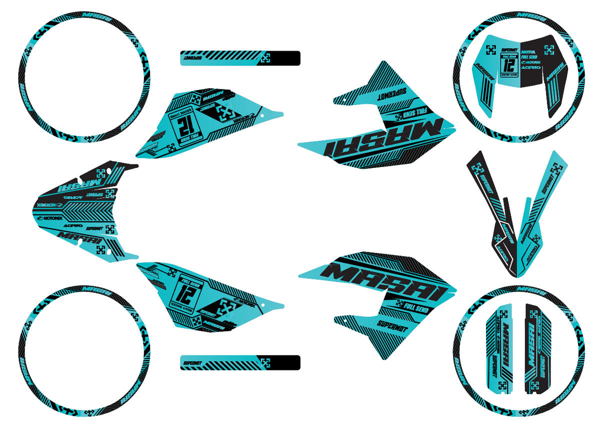 Dekor kit 50cc Masai X-Ray 2019-2025 Greenline | Motorradaufkleber | Personalisierung 50cc | armysctv