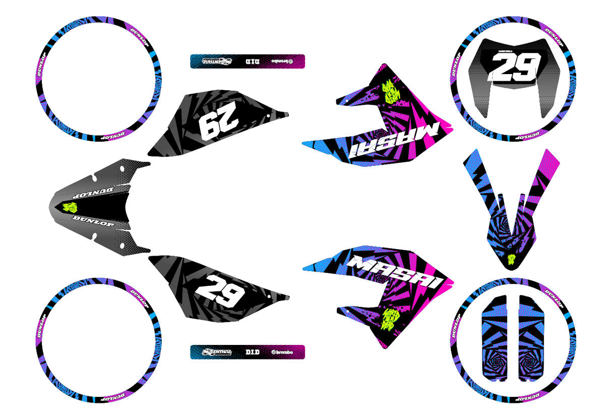 Kit déco 50cc Masai X-Ray 2019-2025 Swirl | autocollants moto | personnalisation 50cc | armysctv