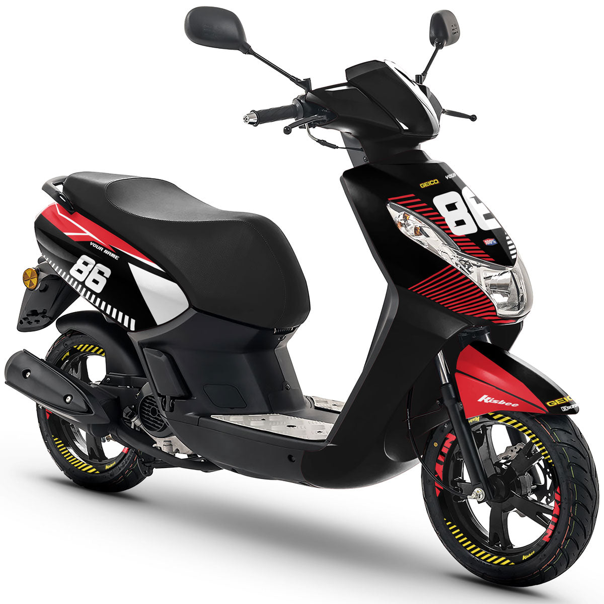 Kit déco scooter Peugeot Kisbee 2010-2017 Geico | autocollants moto | personnalisation 50cc | armysctv