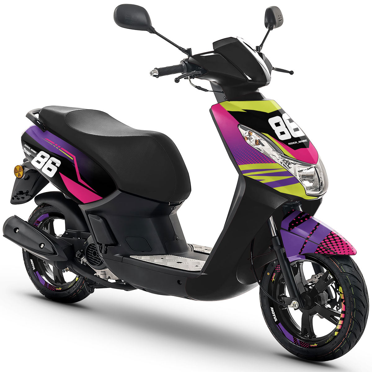 Kit déco scooter Peugeot Kisbee 2010-2017 Neon | autocollants moto | personnalisation 50cc | armysctv