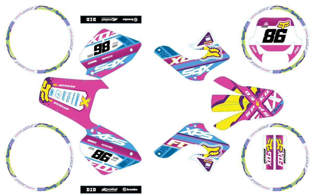 Kit déco 50cc Peugeot XP Street 2003-2010 Pink Fox | autocollants moto | personnalisation 50cc | armysctv