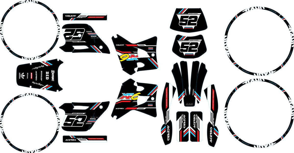 Kit déco 50cc Peugeot XP6 1997-2003 Black Cat | autocollants moto | personnalisation 50cc | armysctv