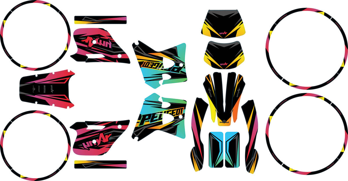 Kit déco 50cc Peugeot XP6 1997-2003 Eclipse | autocollants moto | personnalisation 50cc | armysctv