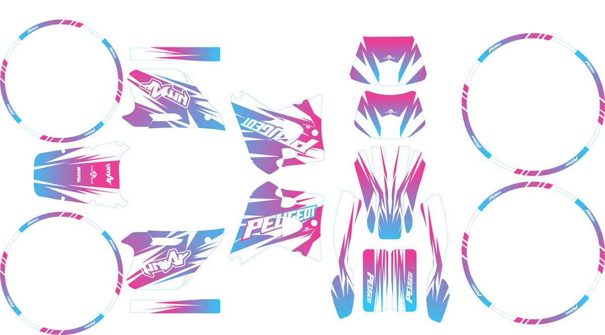Kit déco 50cc Peugeot XP6 1997-2003 X-Fast | autocollants moto | personnalisation 50cc | armysctv