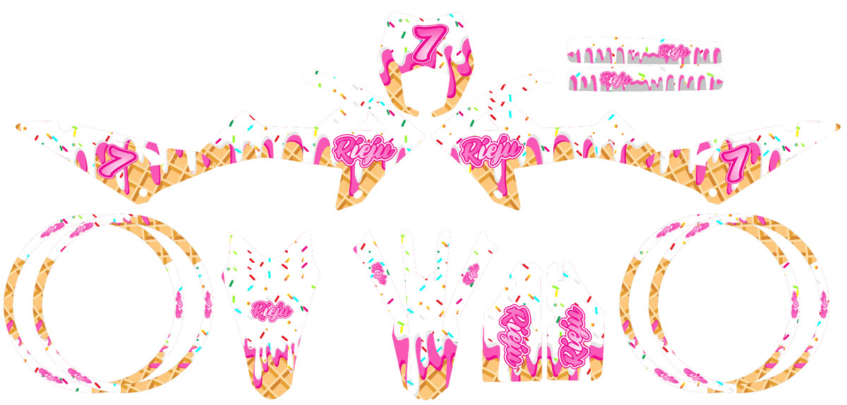 Kit déco Rieju MRT 50cc 2022-2025 Ice Cream | autocollants moto | personnalisation 50cc | armysctv