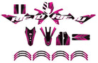 Kit pegatinas 50cc Rieju MRT 2022-2025 Magix diseño gráfico moderno y enérgico en negro y rosa.