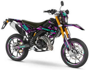 Kit pegatinas Rieju MRT 50cc 2022-2025 Lluvia Púrpura | pegatinas para moto | personalización 50cc | armysctv