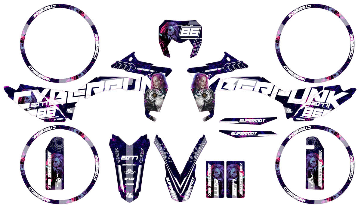 Kit déco Sherco 50cc 2017-2025 Cyberpunk | autocollants moto | personnalisation 50cc | armysctv