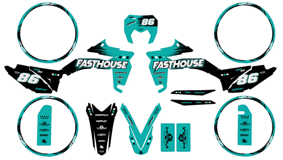 Kit pegatinas Sherco 50cc 2017-2025 Fasthouse | pegatinas para moto | personalización 50cc | armysctv