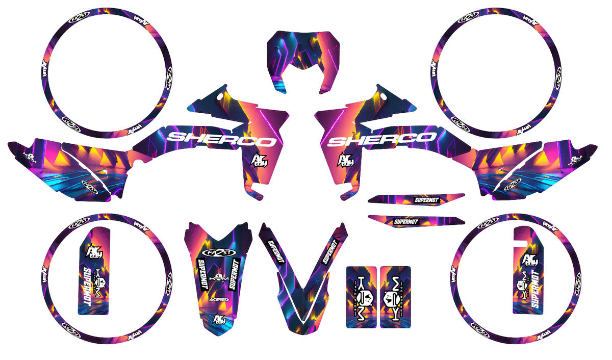 Kit pegatinas Sherco 50cc 2017-2025 Lava Neón | pegatinas para moto | personalización 50cc | armysctv