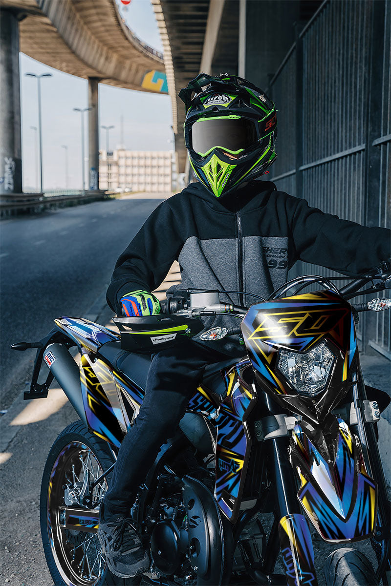 Kit pegatinas Sherco 50cc 2017-2025 Estilo metálico | pegatinas para moto | personalización 50cc | armysctv