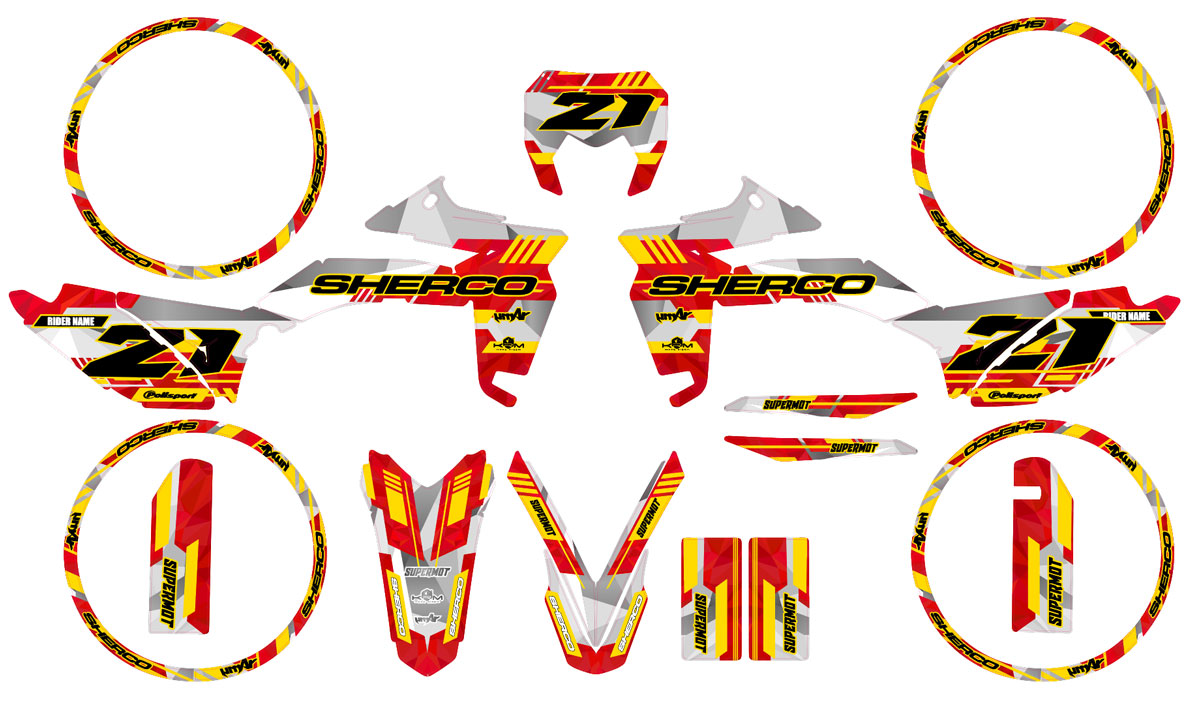 Dekor kit Sherco 50cc 2017-2025 Nostrum | Motorradaufkleber | Personalisierung 50cc | armysctv